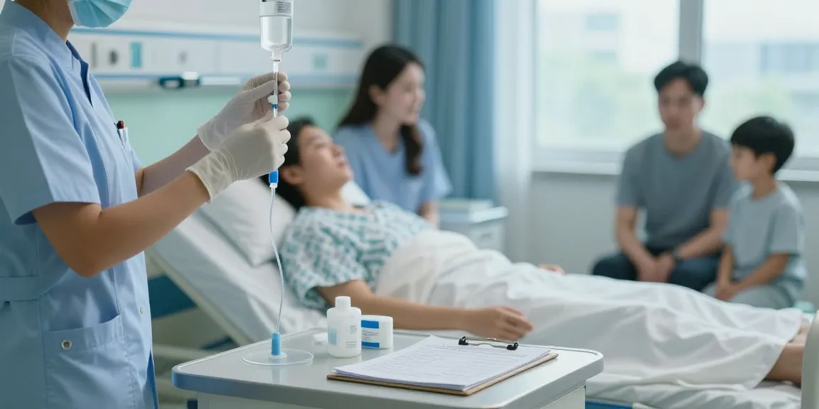 IV needles and equipment being prepared by a nurse in a modern hospital setting