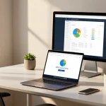WPS Download interface displayed on a modern laptop in a stylish workspace.